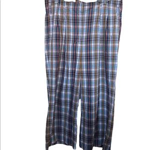 J. Crew Blue & Orange 100% Cotton High Waist Super Wide Leg Size 14 Trousers.